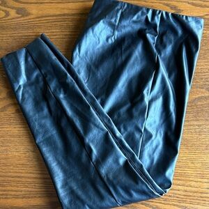 H&M Black Elastic Waistband high rise vegan leather leggings EUC